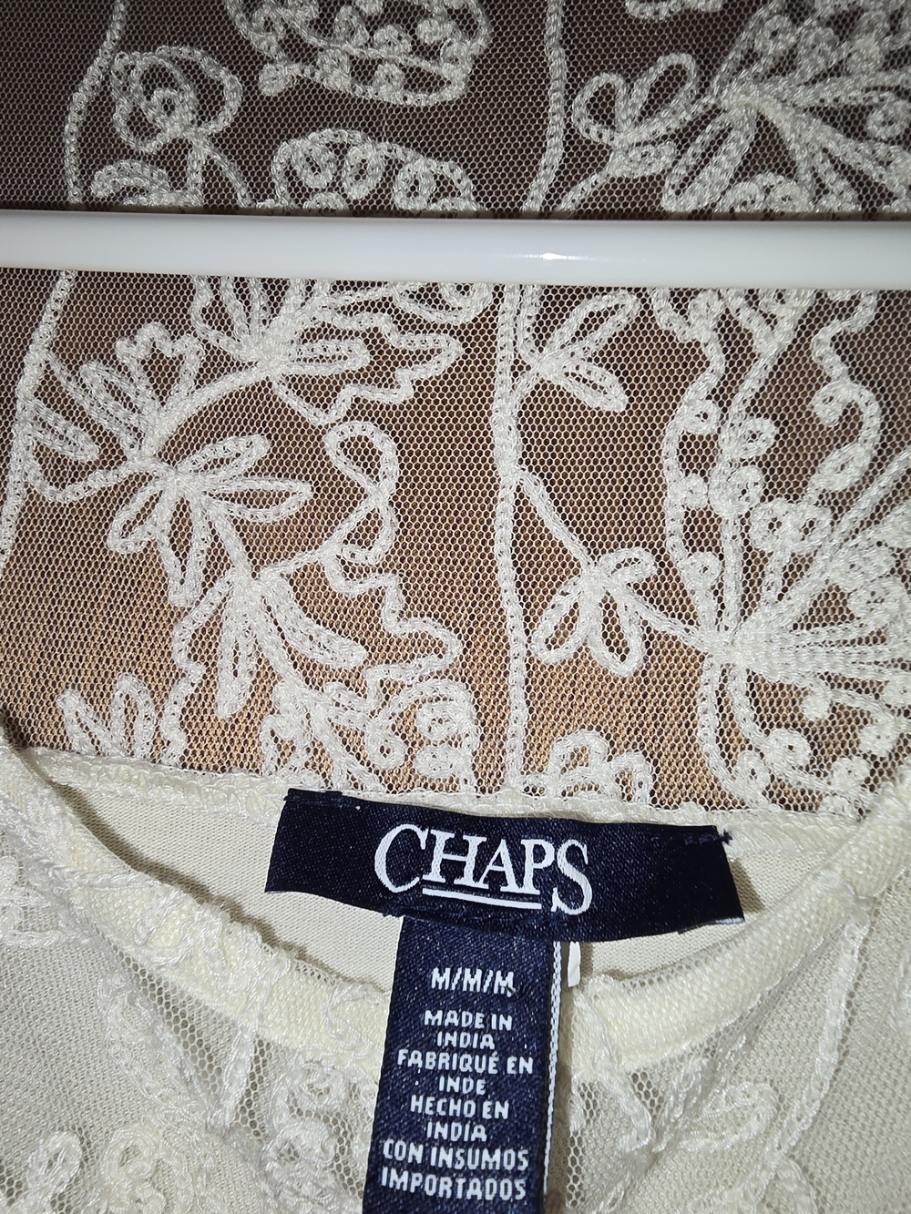 Chaps Cream Lace Top - CHAPS